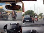 The individuals on the bike were seen attacking the car. The individuals on the bike were seen attacking the car.