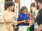 Kanye West's wife, Bianca Censori, and daughter, North West, clicked in Japan. (Twitter) Kanye West's wife, Bianca Censori, and daughter, North West, clicked in Japan. (Twitter)
