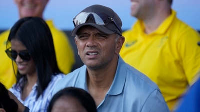Legendary India cricketer Rahul Dravid was also in the stand to witness India and Argentina at the Yves-du-Manoir Stadium, at the 2024 Summer Olympics. (AP) Legendary India cricketer Rahul Dravid was also in the stand to witness India and Argentina at the Yves-du-Manoir Stadium, at the 2024 Summer Olympics. (AP)