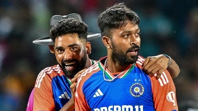 India's Hardik Pandya (R) celebrates with Mohammed Siraj after taking the wicket of Sri Lanka's Kusal Perera. (AFP) India's Hardik Pandya (R) celebrates with Mohammed Siraj after taking the wicket of Sri Lanka's Kusal Perera. (AFP)