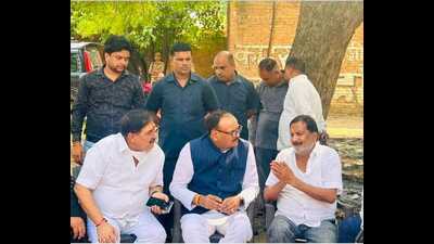 Deputy CM Brajesh Pathak visited Banthra in Lucknow on Monday to meet the kin of Harshit Pandey (HT Photo) Deputy CM Brajesh Pathak visited Banthra in Lucknow on Monday to meet the kin of Harshit Pandey (HT Photo)