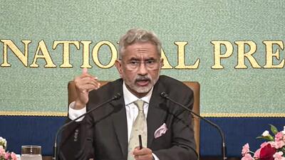 External affairs minister S Jaishankar addresses a press conference in Tokyo in Japan on Monday. (PTI) External affairs minister S Jaishankar addresses a press conference in Tokyo in Japan on Monday. (PTI)