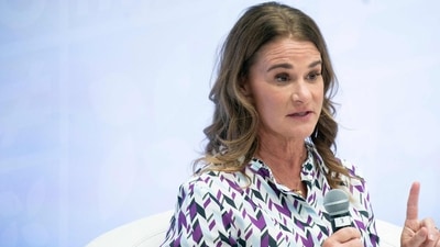US philanthropist Melinda French Gates speaks during a panel at the annual spring meetings at the International Monetary Fund (IMF) headquarters in Washington, DC. (AFP) US philanthropist Melinda French Gates speaks during a panel at the annual spring meetings at the International Monetary Fund (IMF) headquarters in Washington, DC. (AFP)