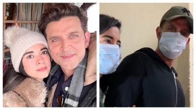 Hrithik Roshan was spotted with girlfriend Saba Azad on Sunday in Mumbai. Hrithik Roshan was spotted with girlfriend Saba Azad on Sunday in Mumbai.