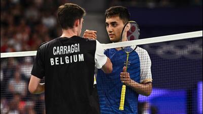 Lakshya Sen of India is congratulated by Julien Carraggi of Belgium. (REUTERS) Lakshya Sen of India is congratulated by Julien Carraggi of Belgium. (REUTERS)