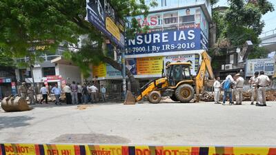 MCD demolished illegal encroachments during a drive in Old Rajendra Nagar on Monday. (Arvind Yadav/HT) MCD demolished illegal encroachments during a drive in Old Rajendra Nagar on Monday. (Arvind Yadav/HT)