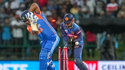 India's Sanju Samson clean bowled during the second T20 International cricket match against Sri Lanka. (PTI) India's Sanju Samson clean bowled during the second T20 International cricket match against Sri Lanka. (PTI)