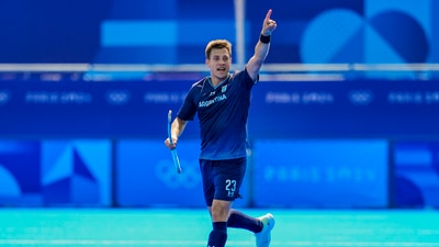 Lucas Martinez scored the first goal for Argentina in the Paris Olympics courtesy a howler from Indian defence and goalkeeper PR Sreejesh. (PTI) Lucas Martinez scored the first goal for Argentina in the Paris Olympics courtesy a howler from Indian defence and goalkeeper PR Sreejesh. (PTI)