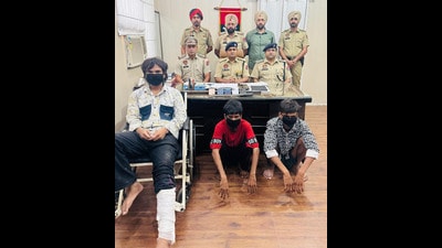 The accused in the custody of Ludhiana police on Monday. (HT Photo)