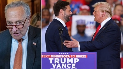 Chuck Schumer calls out Trump's ‘incredibly bad choice’ of JD Vance as running mate (Photographer: Graeme Sloan/Bloomberg, AP/PTI(AP07_28_2024_000017A)) Chuck Schumer calls out Trump's ‘incredibly bad choice’ of JD Vance as running mate (Photographer: Graeme Sloan/Bloomberg, AP/PTI(AP07_28_2024_000017A))