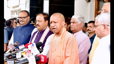 Uttar Pradesh chief minister Yogi Adityanath addressing the media the commencement of first day of the Monsoon session (Deepak Gupta/ Hindustan Times) Uttar Pradesh chief minister Yogi Adityanath addressing the media the commencement of first day of the Monsoon session (Deepak Gupta/ Hindustan Times)