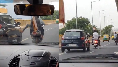 The individuals on the bike were seen attacking the car. The individuals on the bike were seen attacking the car.
