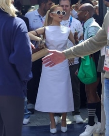 Ariana Grande wore a white boatneck dress to Olympics 2024 (Instagram) Ariana Grande wore a white boatneck dress to Olympics 2024 (Instagram)