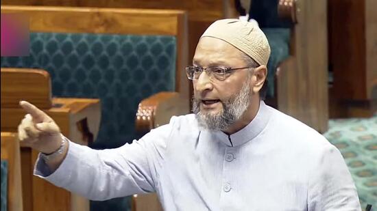 Hyderabad MP Asaduddin Owaisi speaks in the Lok Sabha on Monday. (Sansad TV)