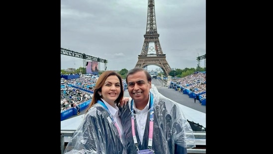 Mukesh Ambani and Nita Ambani attended the opening ceremony of the Paris 2024 Olympics. 