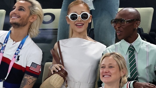 Singer Ariana Grande in the stands during the Women's Qualification.