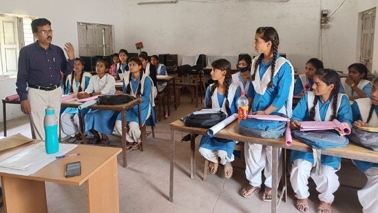 Students studying at a government secondary school in Prayagraj. (HT file)