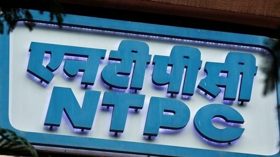 NTPC share price: A signboard of NTPC (National Thermal Power Corporation Limited) is seen outside its office in Mumbai.(Reuters)