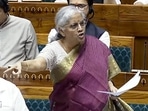 Union Minister of Finance and Corporate Affairs Nirmala Sitharaman speaks in the Lok Sabha during the Monsoon Session of Parliament, in New Delhi on Tuesday. (ANI Photo/SansadTV) Union Minister of Finance and Corporate Affairs Nirmala Sitharaman speaks in the Lok Sabha during the Monsoon Session of Parliament, in New Delhi on Tuesday. (ANI Photo/SansadTV)
