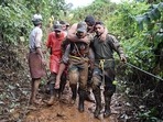 Indian army personnel during a rescue operation after a devastating landslide hit hilly villages triggered by heavy rainfall, in Wayanad on Tuesday. (ANI) Indian army personnel during a rescue operation after a devastating landslide hit hilly villages triggered by heavy rainfall, in Wayanad on Tuesday. (ANI)