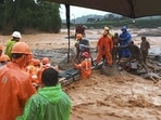 NDRF personnel conduct rescue operation in Wayanad district of Kerala on Tuesday. (PTI Photo) NDRF personnel conduct rescue operation in Wayanad district of Kerala on Tuesday. (PTI Photo)