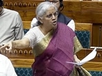 Union Minister of Finance and Corporate Affairs Nirmala Sitharaman speaks in the Lok Sabha during the Monsoon Session of Parliament, in New Delhi on Tuesday. 