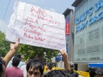 A student during a protest after three civil services aspirants died due to drowning at a coaching centre in Old Rajinder Nagar area, in New Delhi, Monday, July 29, 2024. (PTI Photo/Shahbaz Khan)(PTI07_29_2024_000199B)(PTI) A student during a protest after three civil services aspirants died due to drowning at a coaching centre in Old Rajinder Nagar area, in New Delhi, Monday, July 29, 2024. (PTI Photo/Shahbaz Khan)(PTI07_29_2024_000199B)(PTI)