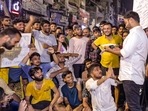 Students hold protest demanding justice for three UPSC aspirants who died inside a flooded basement of a coaching centre. Students hold protest demanding justice for three UPSC aspirants who died inside a flooded basement of a coaching centre.