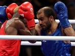 Villepinte: Patrick Chinyemba of Zambia (red) and Amit Panghal of India (blue) in action during their Men's 51kg round of 16 bout of the Boxing competitions in the Paris 2024 Olympic Games(EPA-EFE) Villepinte: Patrick Chinyemba of Zambia (red) and Amit Panghal of India (blue) in action during their Men's 51kg round of 16 bout of the Boxing competitions in the Paris 2024 Olympic Games(EPA-EFE)