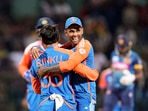 India's Rinku Singh with captain Suryakumar Yadav celebrates the wicket of Sri Lanka's Ramesh Mendis(PTI) India's Rinku Singh with captain Suryakumar Yadav celebrates the wicket of Sri Lanka's Ramesh Mendis(PTI)