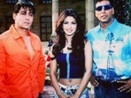 Salman Khan, Priyanka Chopra and Akshay Kumar on the set of Mujhse Shaadi Karogi. Salman Khan, Priyanka Chopra and Akshay Kumar on the set of Mujhse Shaadi Karogi.