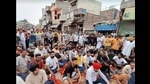 Area residents holding a protest demanding arrest of the assailants. Area residents holding a protest demanding arrest of the assailants.