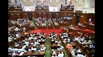 Finance Minister Suresh Khanna presenting a supplementary budget (Deepak Gupta/ HT) Finance Minister Suresh Khanna presenting a supplementary budget (Deepak Gupta/ HT)