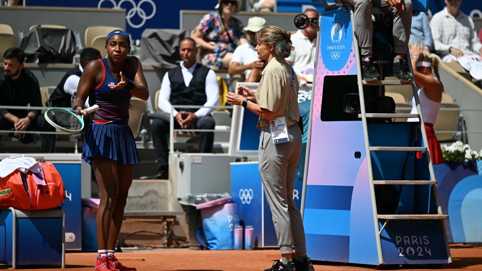 Coco Gauff crashes out of Paris Olympics in tears after heated row with umpire during defeat against Donna Vekic