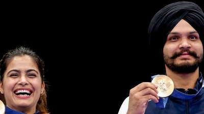 Paris 2024 Olympics: Manu Bhaker and Sarabjot Singh won the Bronze medal in the 10m Air Pistol Mixed Team event. (ANI Photo/Olympic Khel) (Olympic Khel-X) Paris 2024 Olympics: Manu Bhaker and Sarabjot Singh won the Bronze medal in the 10m Air Pistol Mixed Team event. (ANI Photo/Olympic Khel) (Olympic Khel-X)