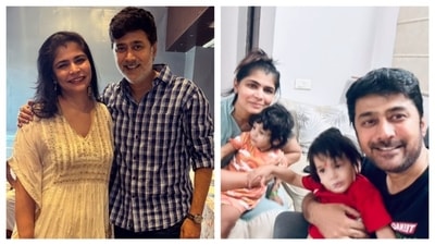 Chinmayi Sripaada and Rahul Ravindran with their twins, who turned two in June. Chinmayi Sripaada and Rahul Ravindran with their twins, who turned two in June.