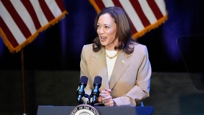 Vice President Kamala Harris delivers remarks at a campaign event in Pittsfield, Mass., Saturday, July 27, 2024. (AP Photo/Stephanie Scarbrough, Pool) (AP)
