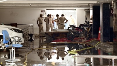 Delhi Police officers and MCD officials investigate Rau's IAS Study circle Spot at Old Rajinder Nagar area, after three civil services aspirants died at a coaching centre due to drowning, in in New Delhi, India, on Monday, July 29, 2024. (Photo by Arvind Yadav/ Hindustan Times) (Hindustan Times) Delhi Police officers and MCD officials investigate Rau's IAS Study circle Spot at Old Rajinder Nagar area, after three civil services aspirants died at a coaching centre due to drowning, in in New Delhi, India, on Monday, July 29, 2024. (Photo by Arvind Yadav/ Hindustan Times) (Hindustan Times)
