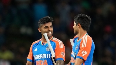 Washington Sundar picked both Sri Lankan wickets off consecutive balls with just two runs on the board after which Suryakumar hit a four off the first ball and won it.&nbsp; (AP)