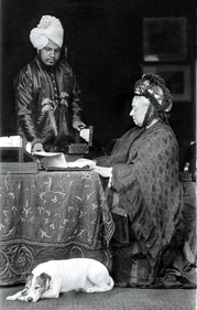 'Munshi' Abdul with Queen Victoria. 'Munshi' Abdul with Queen Victoria.