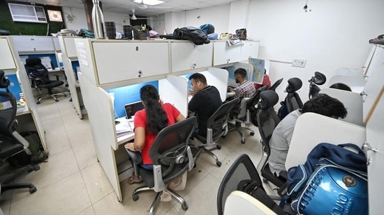 A library for UPSC aspirants in Rajendra Nagar. (Sanchit Khanna/HT Photo)