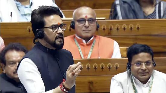 BJP MP Anurag Thakur speaks in the Lok Sabha on Tuesday. (SansadTV)