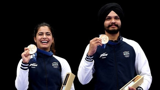 Manu Bhaker and Sarabjit Singh doubled India's medal tally at the Paris Olympics.(Getty)