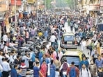 Hawkers on the footpath outside Dadar station. (Photo by Bhushan Koyande/HT Photo) Hawkers on the footpath outside Dadar station. (Photo by Bhushan Koyande/HT Photo)