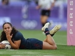 Ilona Maher of the United States celebrates scoring a try 
