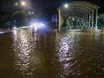 New Delhi: Waterlogging outside the Pragati Maidan Tunnel during rain, in New Delhi, Wednesday, July 31, 2024. (PTI Photo)(PTI) New Delhi: Waterlogging outside the Pragati Maidan Tunnel during rain, in New Delhi, Wednesday, July 31, 2024. (PTI Photo)(PTI)
