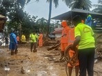 Rescue operations in Chooralmala in Wayanad district of Kerala. (PTI) Rescue operations in Chooralmala in Wayanad district of Kerala. (PTI)