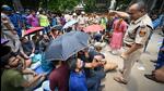 Police evict protesters from near Rau’s IAS Study Circle in Rajendra Nagar, but they returned by 3pm. (Sanchit Khanna/HT Photo) Police evict protesters from near Rau’s IAS Study Circle in Rajendra Nagar, but they returned by 3pm. (Sanchit Khanna/HT Photo)
