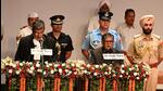 Punjab and Haryana high court chief justice Sheel Nagu administering the oath of office of the governor to Gulab Chand Kataria (right) at Raj Bhavan in Chandigarh on Wednesday. Kataria succeeds Banwarilal Purohit as governor and Chandigarh administrator. (Sanjeev Sharma/HT) Punjab and Haryana high court chief justice Sheel Nagu administering the oath of office of the governor to Gulab Chand Kataria (right) at Raj Bhavan in Chandigarh on Wednesday. Kataria succeeds Banwarilal Purohit as governor and Chandigarh administrator. (Sanjeev Sharma/HT)