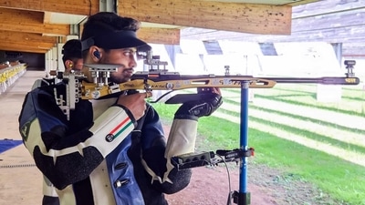 Swapnil Kusale in action during the qualification round of Men's 50m Rifle 3P event at the Olympic Games Paris 2024, on Wednesday. (ANI Pic Service) Swapnil Kusale in action during the qualification round of Men's 50m Rifle 3P event at the Olympic Games Paris 2024, on Wednesday. (ANI Pic Service)